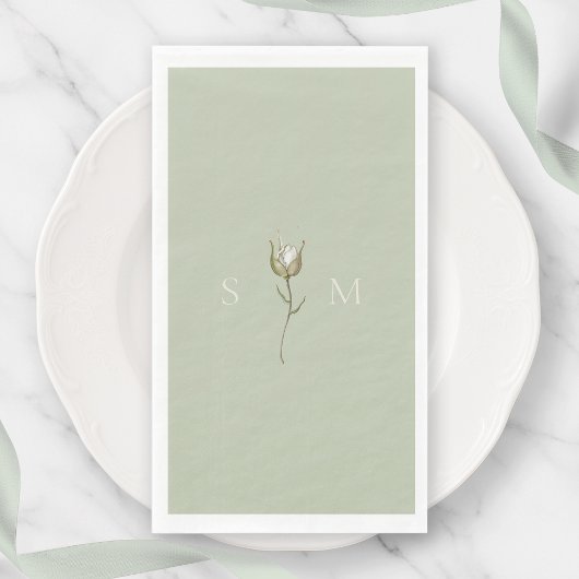 Sage Green Monogram Serviette