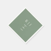 Sage Green Monogram Simple Elegante Moderne Hochze Serviette (Ecke)