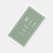 Sage Green Monogram Simple Elegante Moderne Hochze Serviette (Ecke)