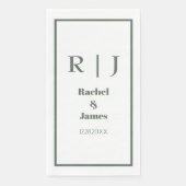 Sage Green Monogram Simple Minimal Elegante Hochze Serviette (Vorderseite)