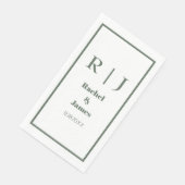 Sage Green Monogram Simple Minimal Elegante Hochze Serviette (Ecke)