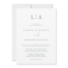 Sage Green Monogram Simple Minimalistisch Wedding 