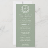 Sage Green Monogram Wappen Wedding Program (Vorderseite)