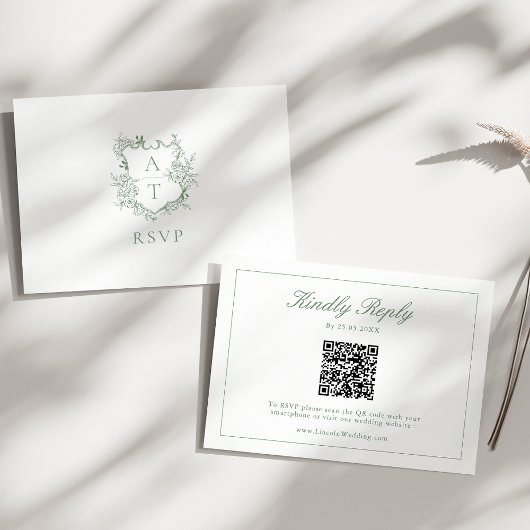 Sage Green Monogram Wappen Wedding QR Code UAWG Begleitkarte