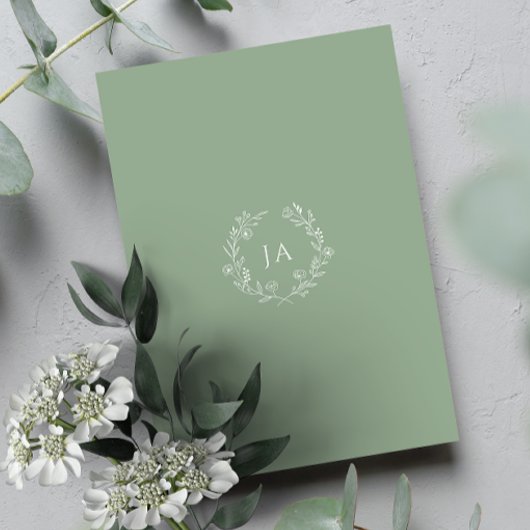 Sage Green Monogram Wedding Begleitkarte