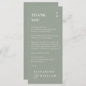 Sage Green Monogram Wedding Danke Platzkarte Menükarte (Vorne/Hinten)
