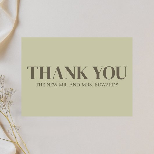 Sage Green Monogram Wedding Dankeskarte