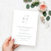 Sage Green Monogram Wedding Einladung