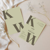 Sage Green Monogram Wedding Einladung