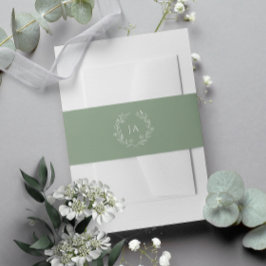 Sage Green Monogram Wedding Einladungsbanderole