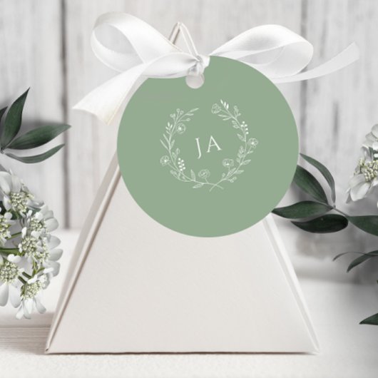 Sage Green Monogram Wedding Geschenkanhänger