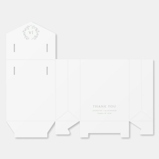 Sage Green Monogram Wedding Geschenkschachtel (Ungefaltet)