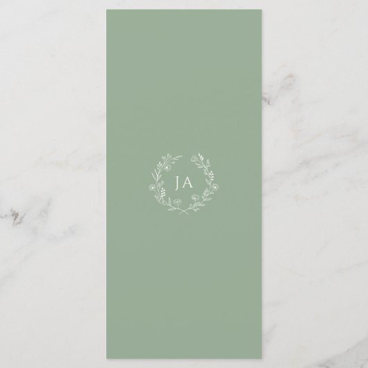 Sage Green Monogram Wedding Menükarte (Rückseite)