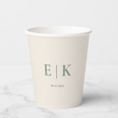 Sage Green Monogram Wedding Pappbecher (Vorderseite)