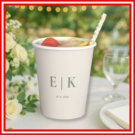 Sage Green Monogram Wedding Pappbecher