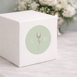 Sage Green Monogram Wedding Runder Aufkleber