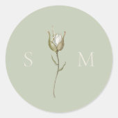 Sage Green Monogram Wedding Runder Aufkleber (Vorderseite)