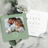 Sage Green Monogram Wedding Save the Date Card