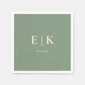 Sage Green Monogram Wedding Serviette (Vorderseite)