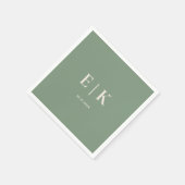 Sage Green Monogram Wedding Serviette (Ecke)