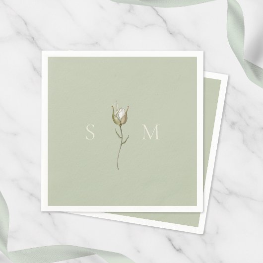 Sage Green Monogram Wedding Serviette