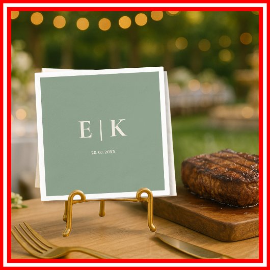Sage Green Monogram Wedding Serviette