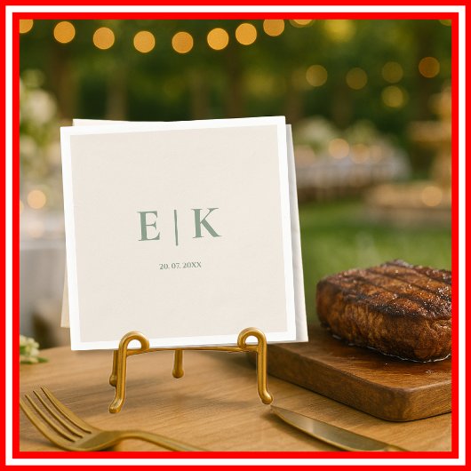 Sage Green Monogram Wedding Serviette
