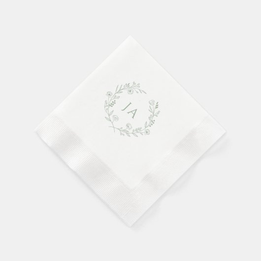 Sage Green Monogram Wedding Serviette (Ecke)