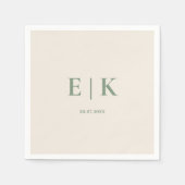 Sage Green Monogram Wedding Serviette (Vorderseite)