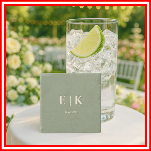 Sage Green Monogram Wedding Steinuntersetzer