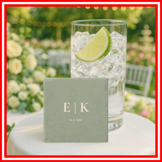 Sage Green Monogram Wedding Steinuntersetzer