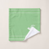 Sage Green Monogram White Sea Turtle Nautic Badhandtuch Set (Waschlappen)