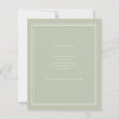 Sage green monogram wreath wedding Save the Date (Rückseite)