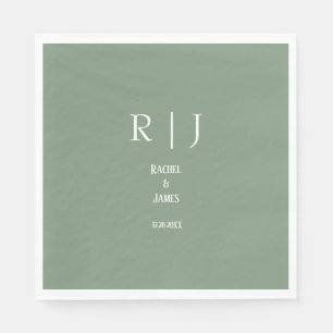 Sage Green Monogramme Einfach Minimal Moderne Hoch Serviette