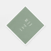 Sage Green Monogramme Einfach Minimal Moderne Hoch Serviette (Ecke)