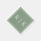 Sage Green Monogramme Einfache Minimalistische Hoc Serviette (Ecke)