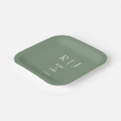 Sage Green Monogramme Minimal Moderne einfache Hoc Pappteller (Gewinkelt)