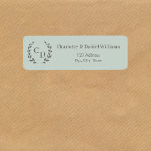 Sage green monogrammed wreath return address