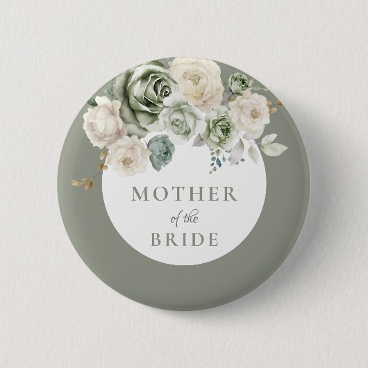 Sage Green Mother of the Bride Brautparty Button (Vorderseite)