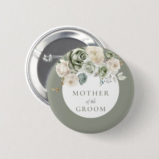 Sage Green Mother of the Groom Brautparty Button (Vorne & Hinten)