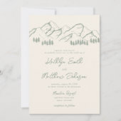 Sage Green Mountain Pine Tree Minimalistisch Hochz Einladung (Vorderseite)