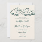 Sage Green Mountain Pine Tree Minimalistisch Hochz Einladung (Vorderseite)