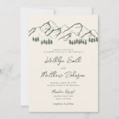 Sage Green Mountain Pine Tree Minimalistisch Hochz Einladung (Vorderseite)