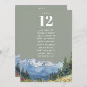 Sage Green Mountain Tischnummer Seating Chart (Vorne/Hinten)