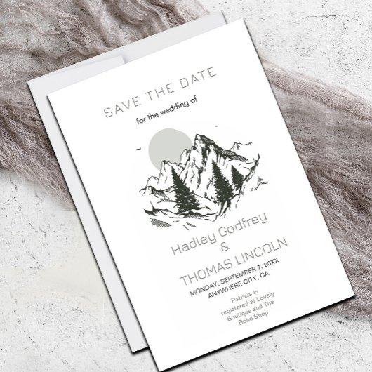 Sage Green Mountains Save the Date Einladung