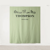 Sage Green | Mr and Mrs Elegant Simple Backdrop Wandteppich (Vorderseite)
