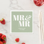 Sage Green Mr & Mr. Personalisiert Wedding Napkins Serviette (Beispiel)