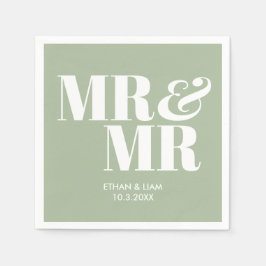 Sage Green Mr & Mr. Personalisiert Wedding Napkins Serviette