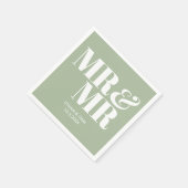 Sage Green Mr & Mr. Personalisiert Wedding Napkins Serviette (Ecke)