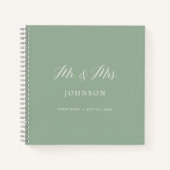 Sage Green Mr. & Mrs. Foto Wedding Guest Book Notizblock (Vorderseite)